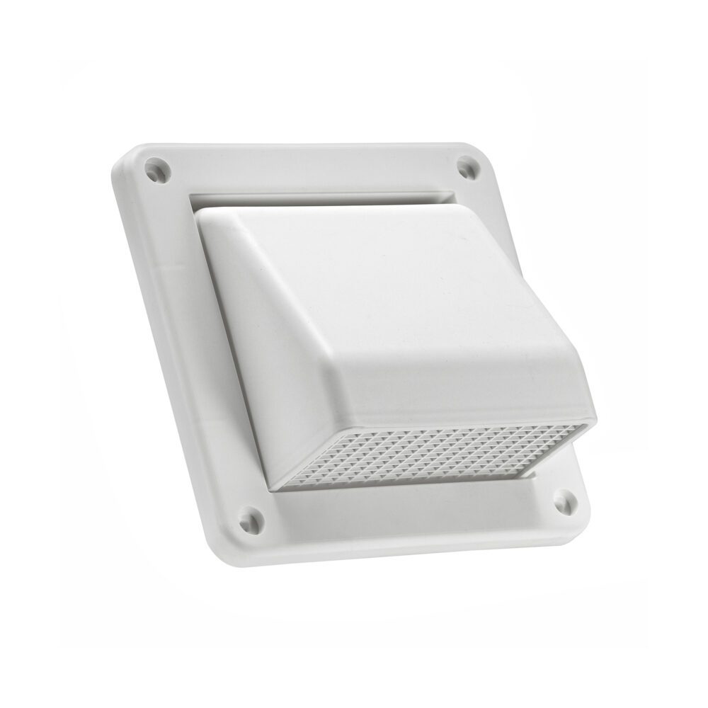 4 inch White Plastic Fresh Air Intake Vent (Hood Style) Removable Screen (No Damper) Item