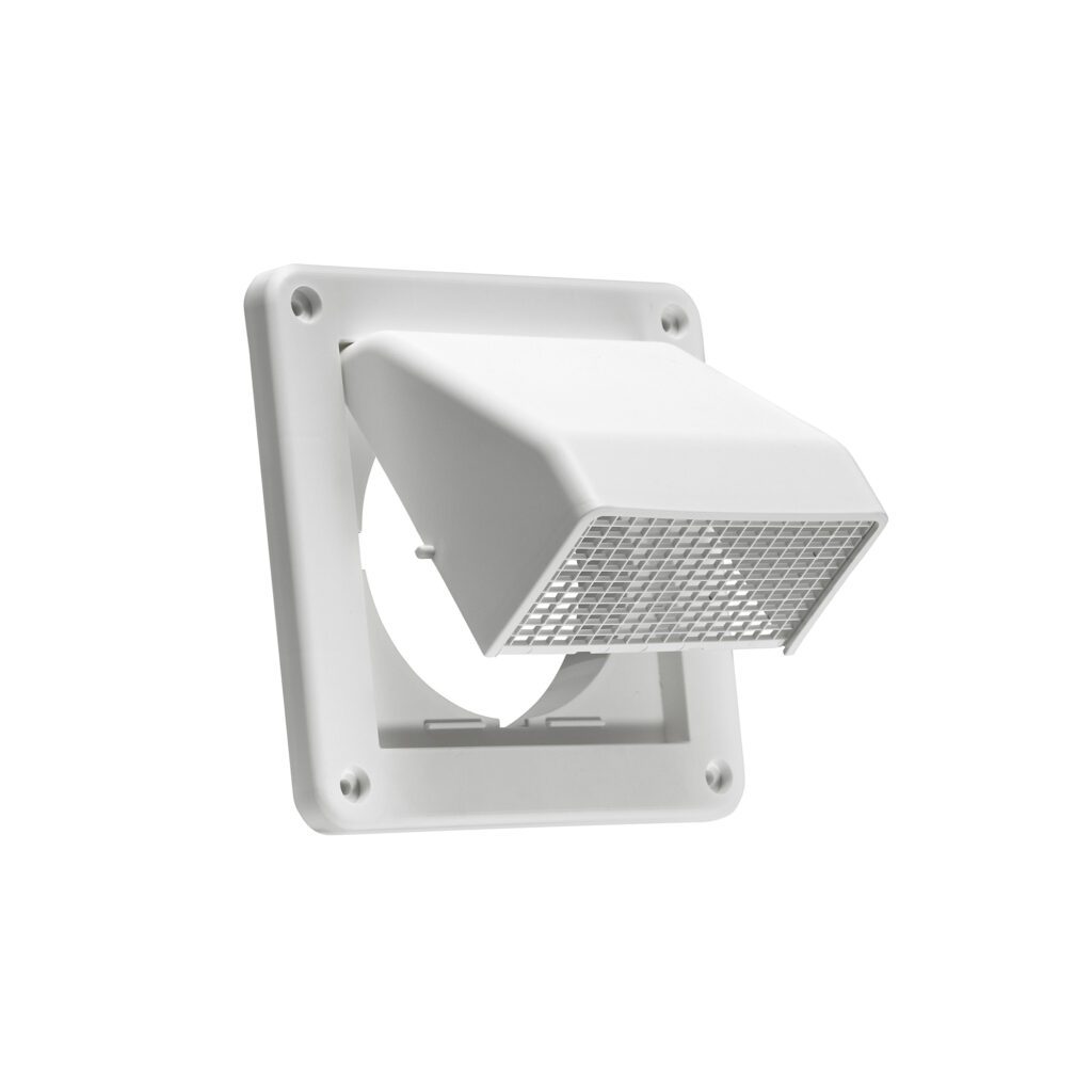 4 inch White Plastic Fresh Air Intake Vent (Hood Style) Removable Screen (No Damper) Item