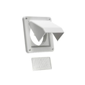 4 inch White Plastic Fresh Air Wall Intake Vent (Hood Style