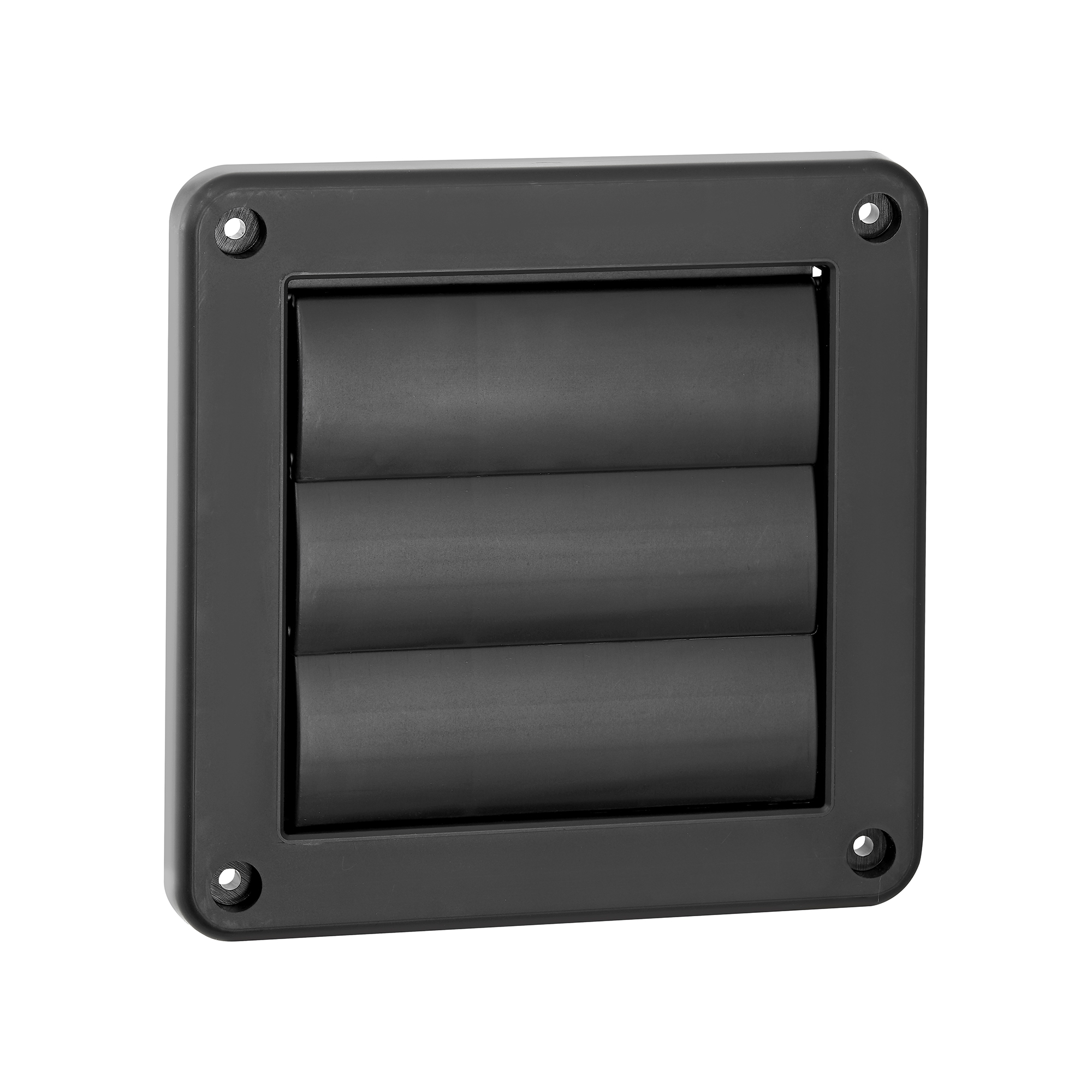 Black Plastic Wall Exhaust Louvered Dryer Vent - Front