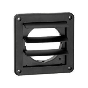 Black Plastic Wall Exhaust Louvered Dryer Vent - Open