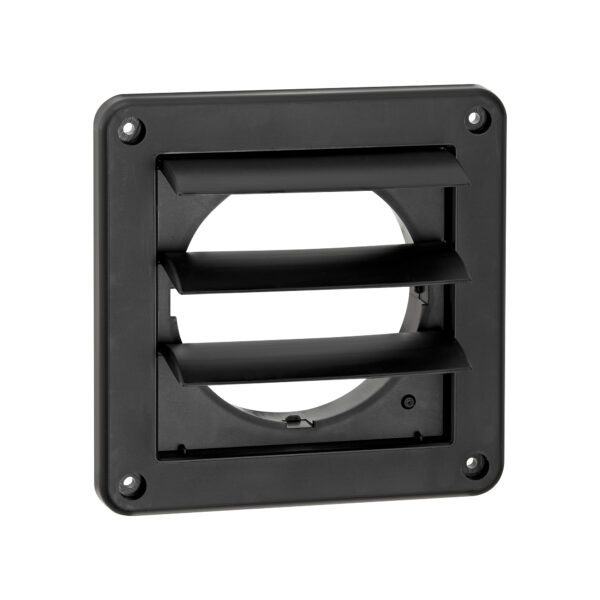 Black Plastic Wall Exhaust Louvered Dryer Vent - Open