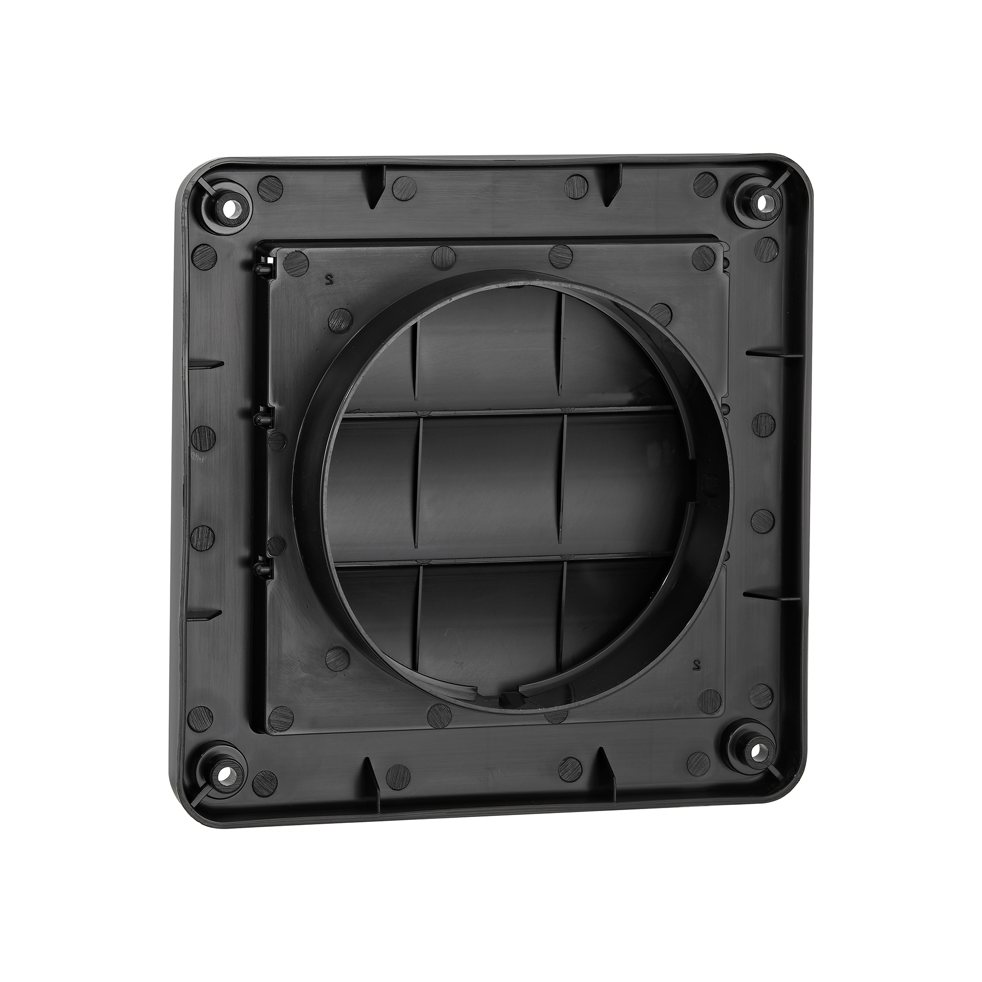 Black Plastic Wall Exhaust Louvered Dryer Vent - Back