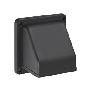 Black Plastic Wall Exhaust Hood Dryer Vent - Damper - Screen - Front