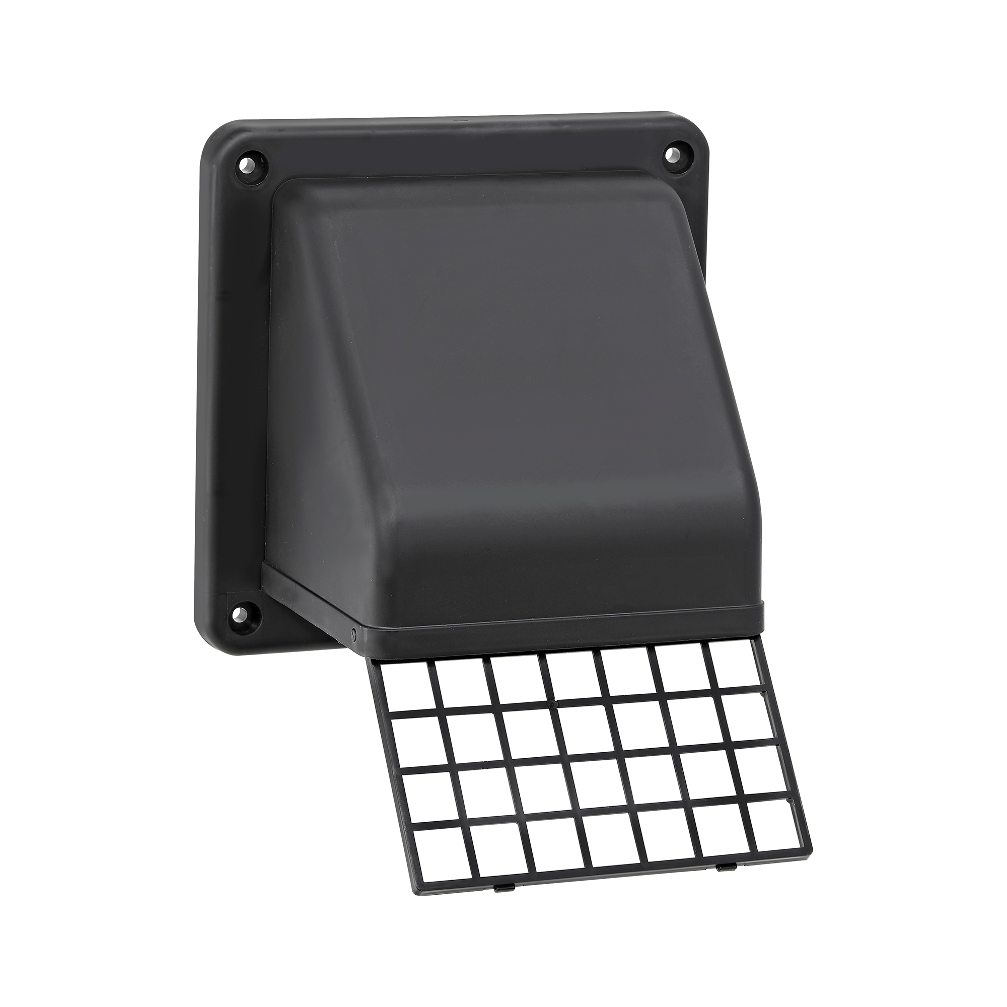 1471BL-2 Black Plastic Wall Exhaust Hood Dryer Vent - Damper - Screen - Opened