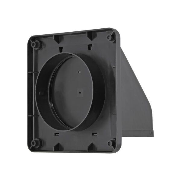 Black Plastic Wall Exhaust Hood Dryer Vent - Damper - Screen - Back