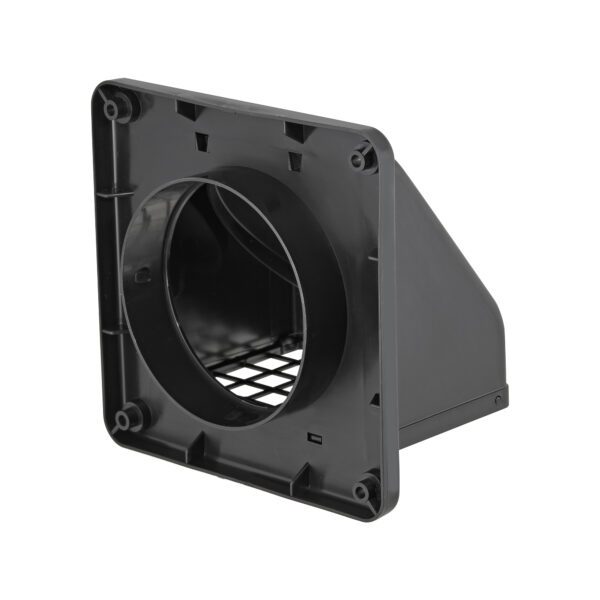 Black Plastic Wall Exhaust Hood Dryer Vent - Damper - Screen - Back Open