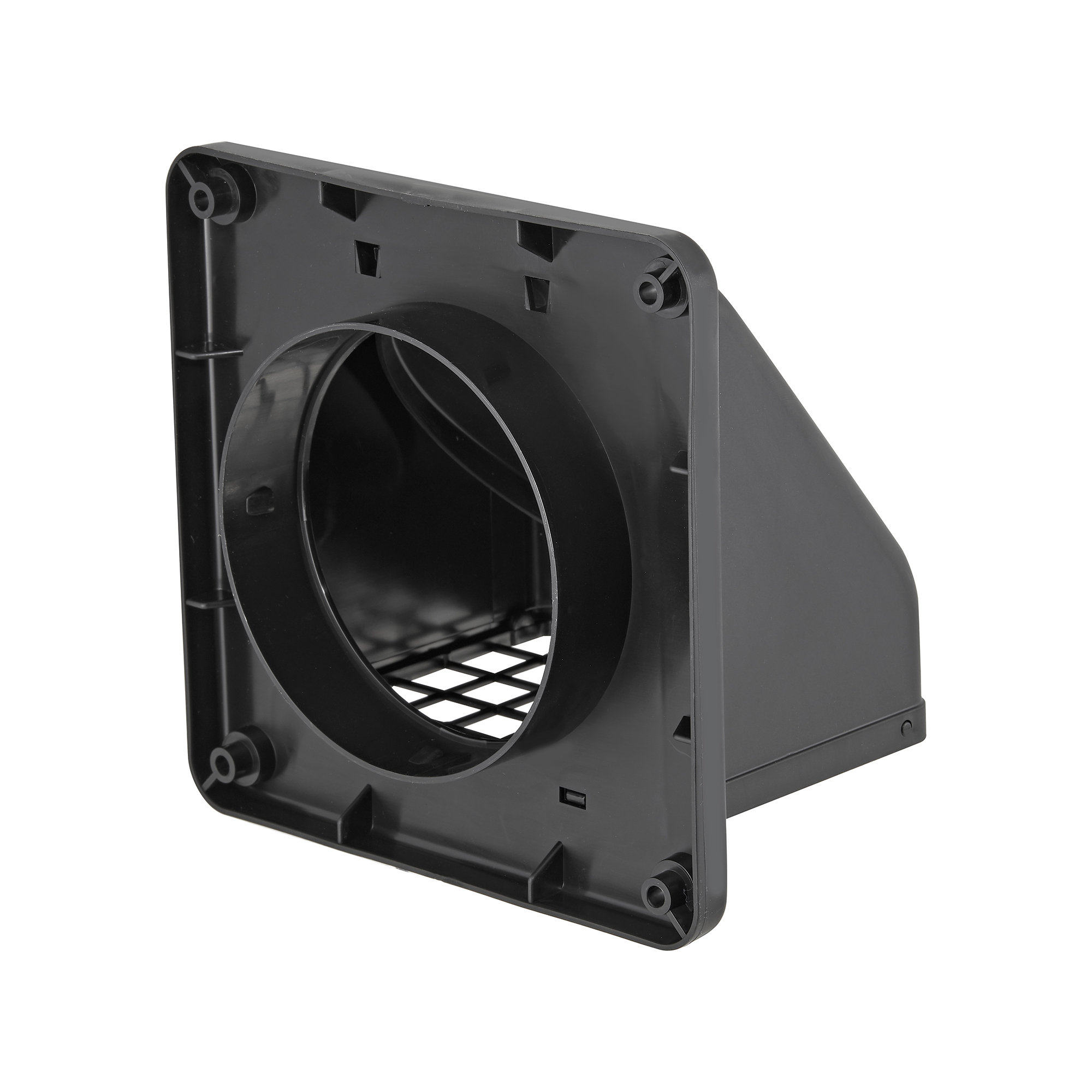 1471BL-6 Black Plastic Wall Exhaust Hood Dryer Vent - Damper - Screen - Back Open