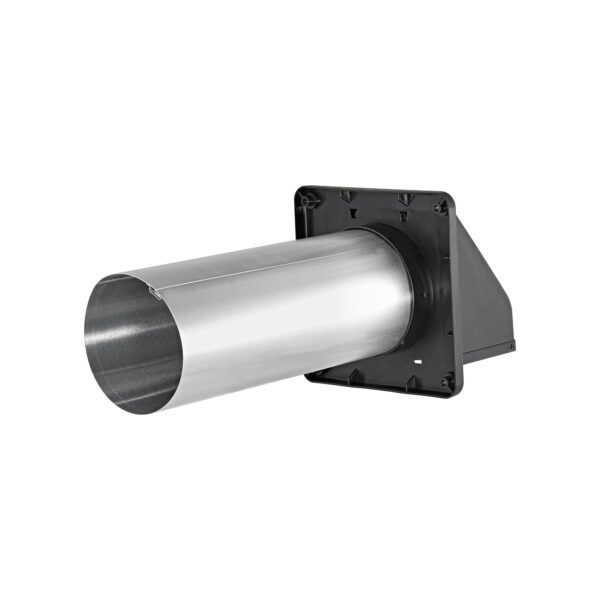 Black Plastic Wall Exhaust Hood Dryer Vent - Damper - Screen - 11 inch Pipe - Back