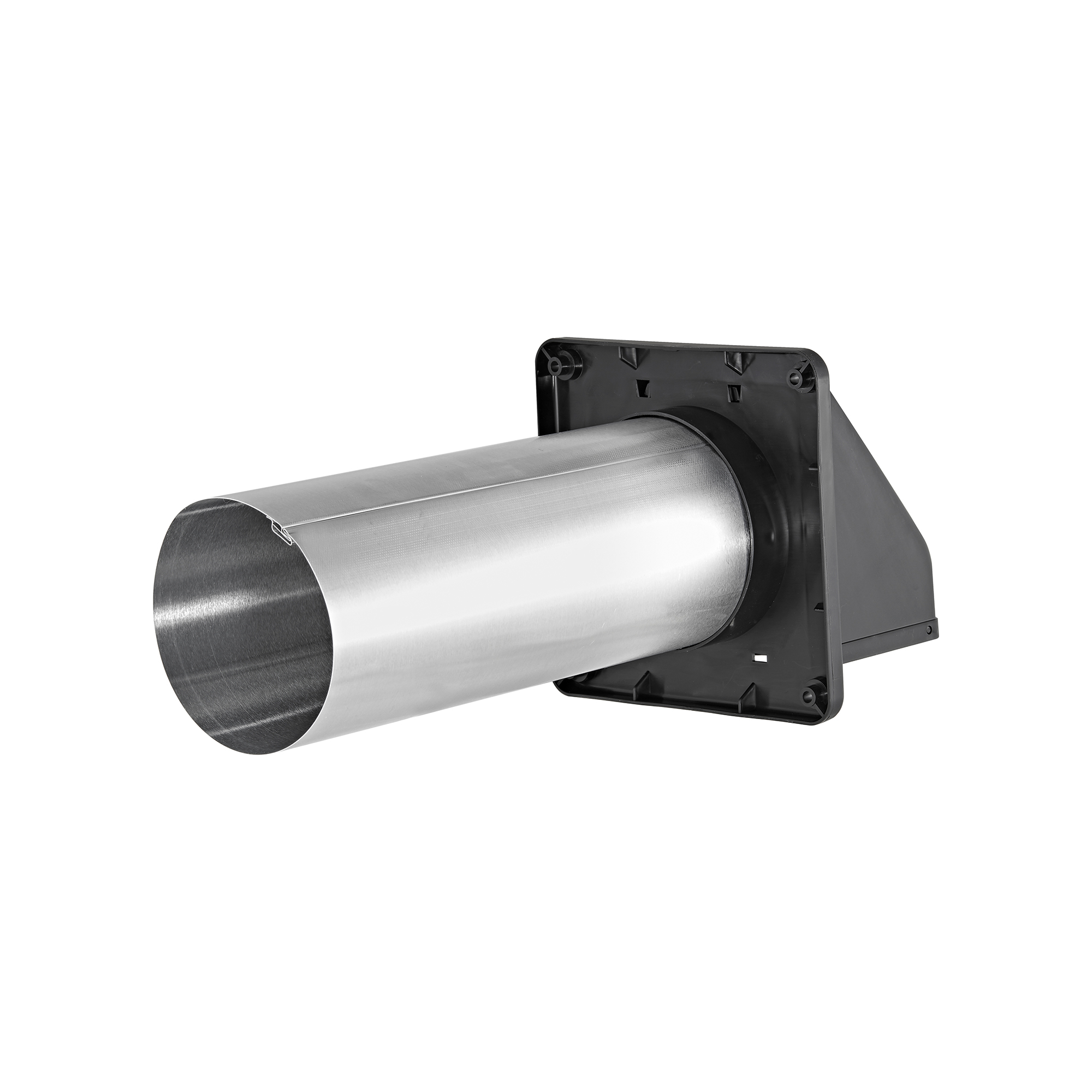 224BL-B-4 Black Plastic Wall Exhaust Hood Dryer Vent - Damper - Screen - 11 inch Pipe - Back