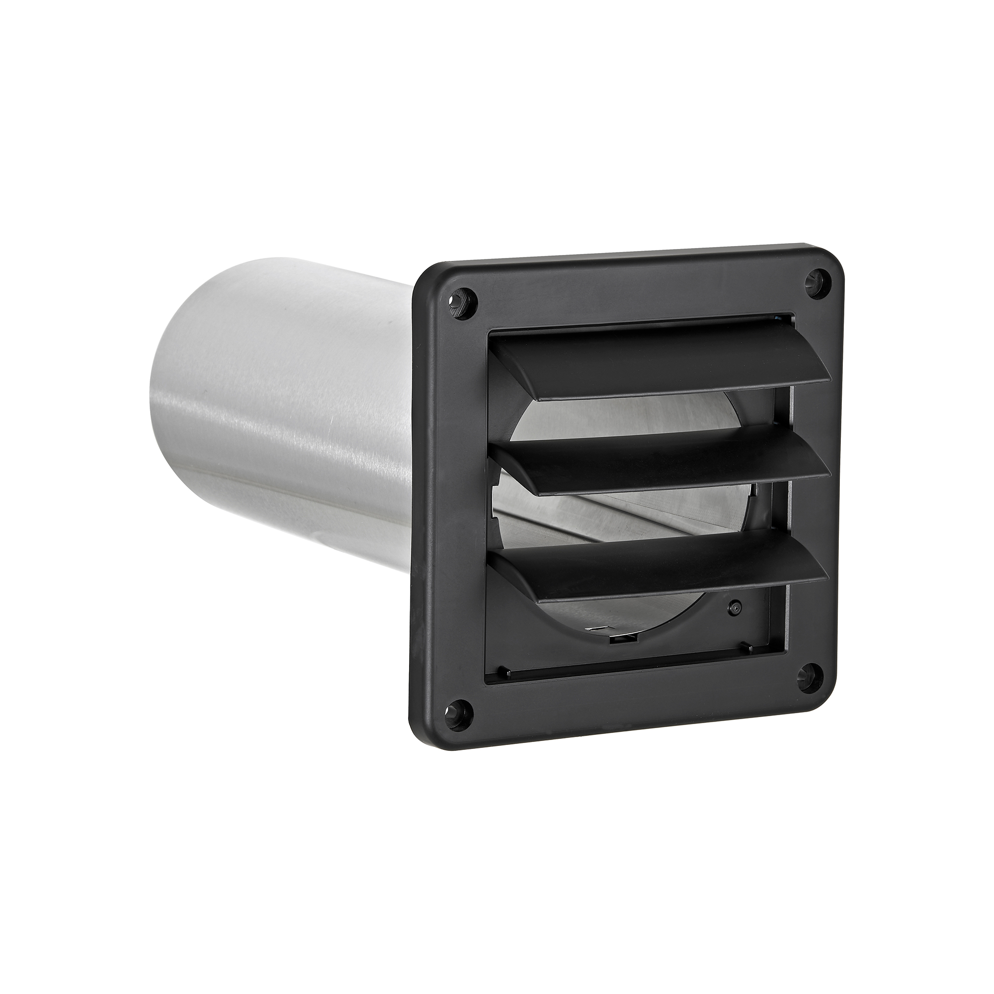 267BL-B-1 Black Plastic Wall Exhaust Louvered Dryer Vent - 11 inch Pipe - Flaps Open