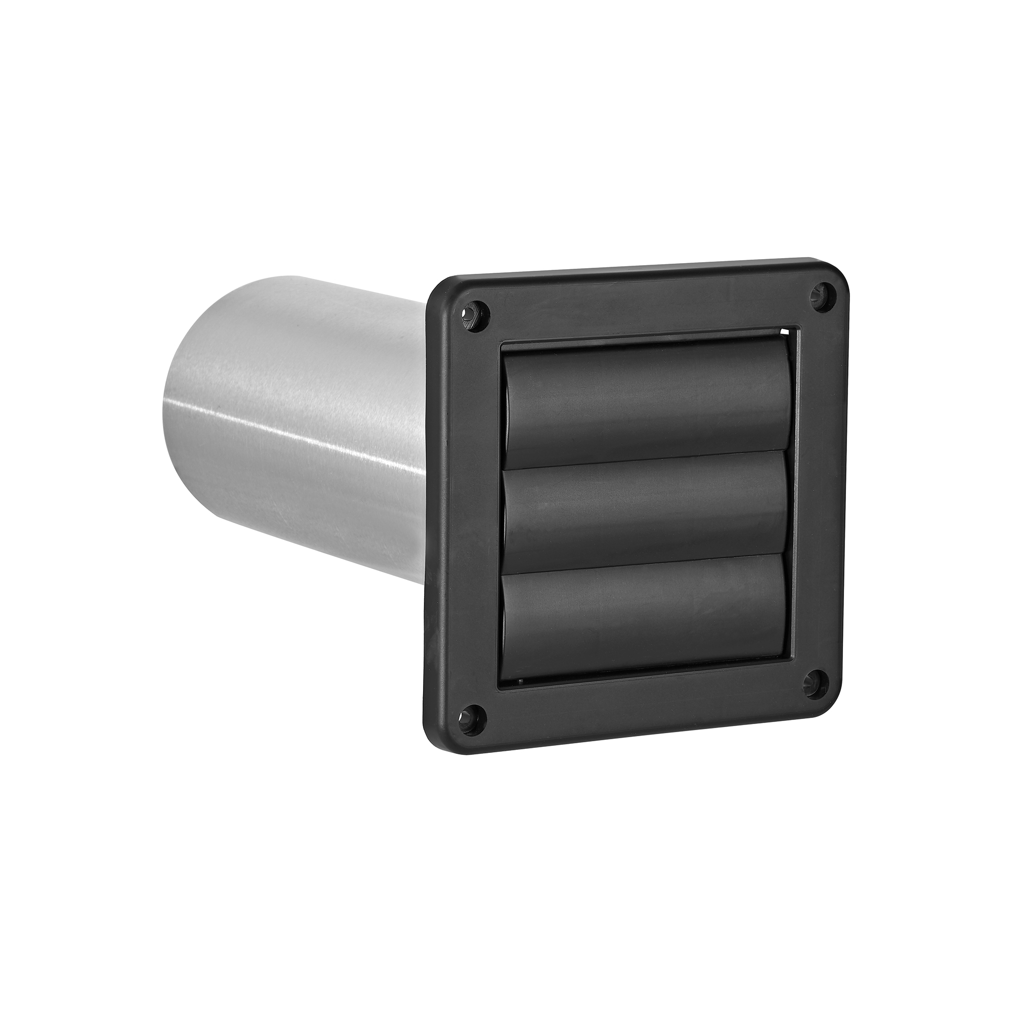 Black Plastic Wall Exhaust Louvered Dryer Vent - 11 inch Pipe - Front