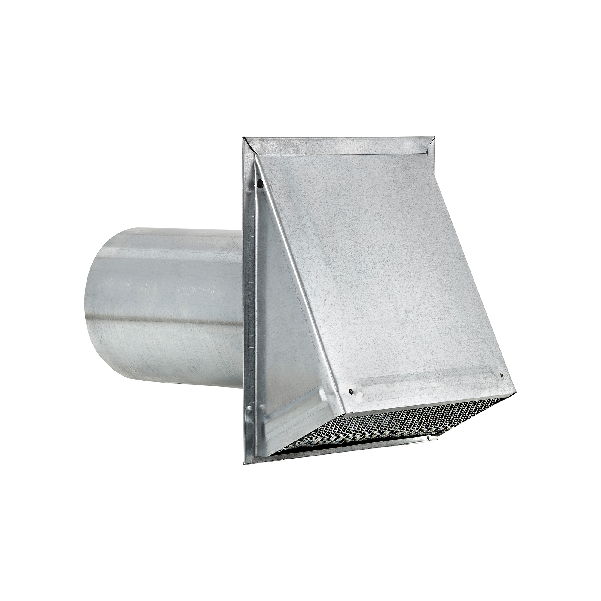 Galvanized Steel Wall Exhaust Hood Vent - Damper - Screen - 11 inch Pipe - Angle