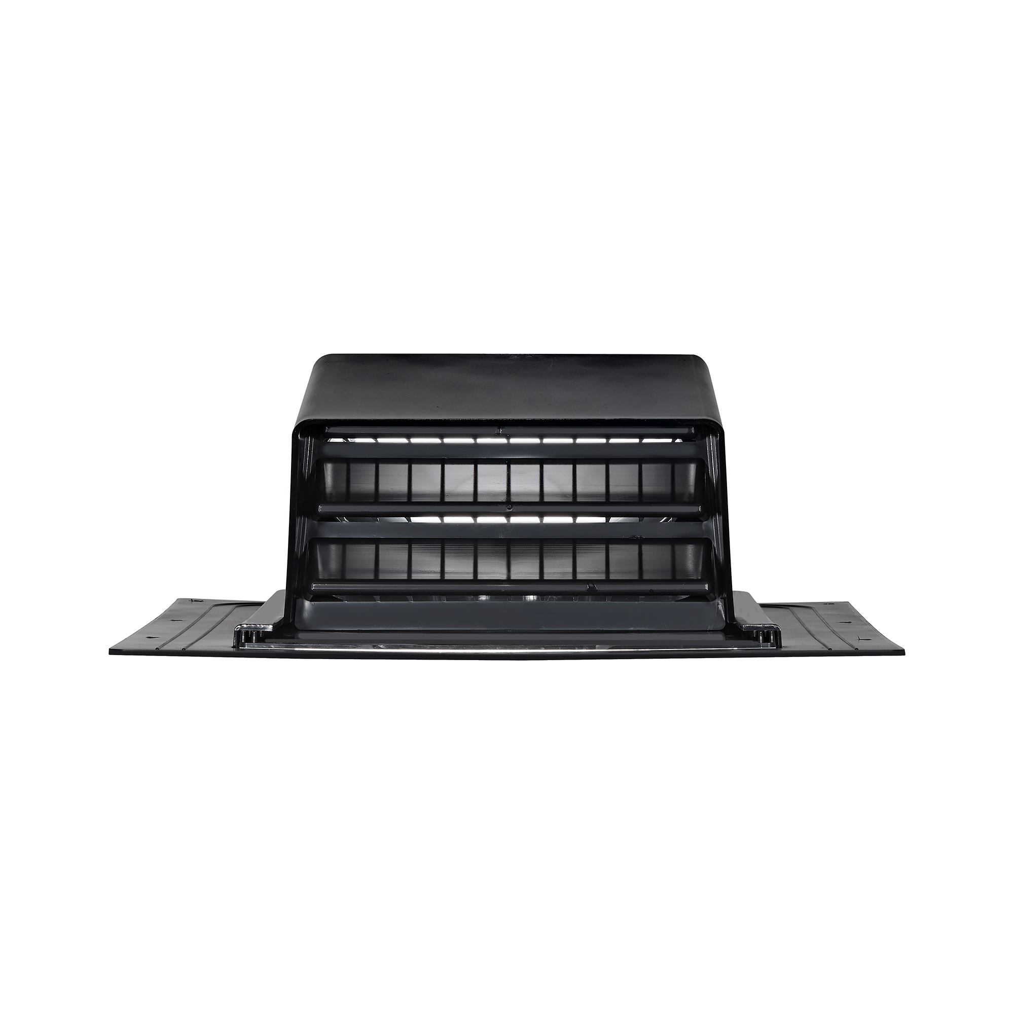 Black ABS Plastic Roof Exhaust Vent - Damper - Screen - Front