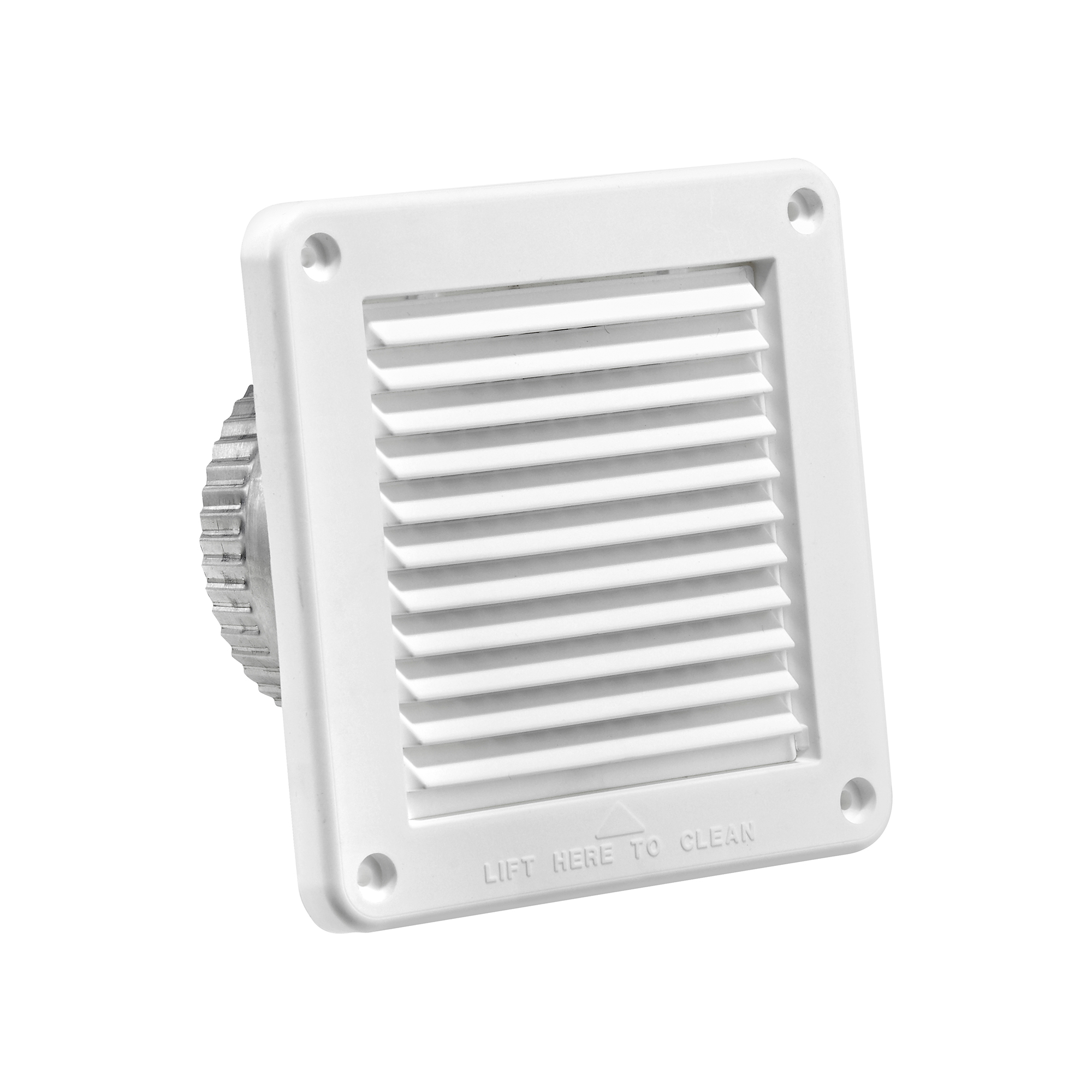 4 inch White Plastic Fresh Air Intake Vent (Mini Louver) - Front