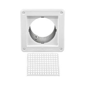 4 inch White Plastic Fresh Air Intake Vent (Mini Louver) - Unassembled