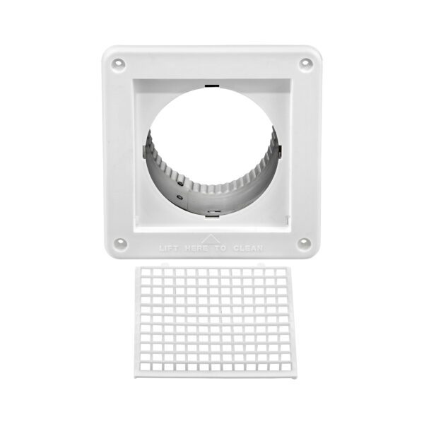 4 inch White Plastic Fresh Air Intake Vent (Mini Louver) - Unassembled