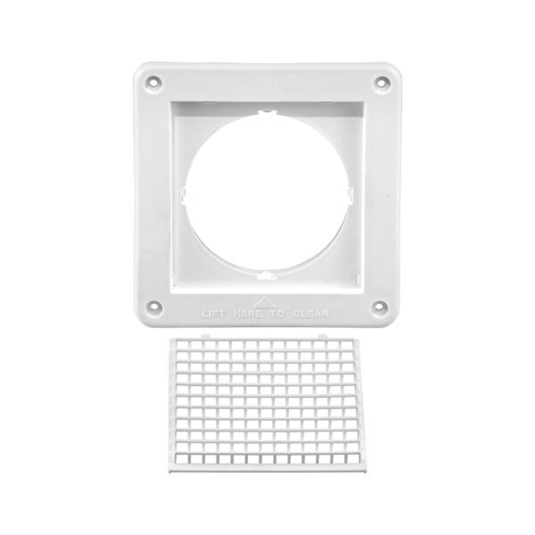 4 inch White Plastic Fresh Air Intake Vent (Mini Louver) - Unassembled