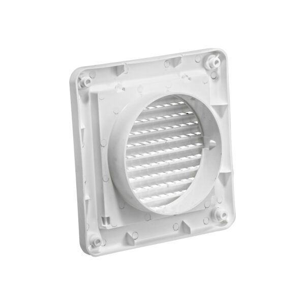 4 inch White Plastic Fresh Air Intake Vent (Mini Louver) - Back