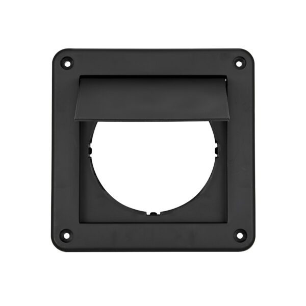 4 inch Black Plastic Wall Exhaust Single Flap Dryer Vent - Open