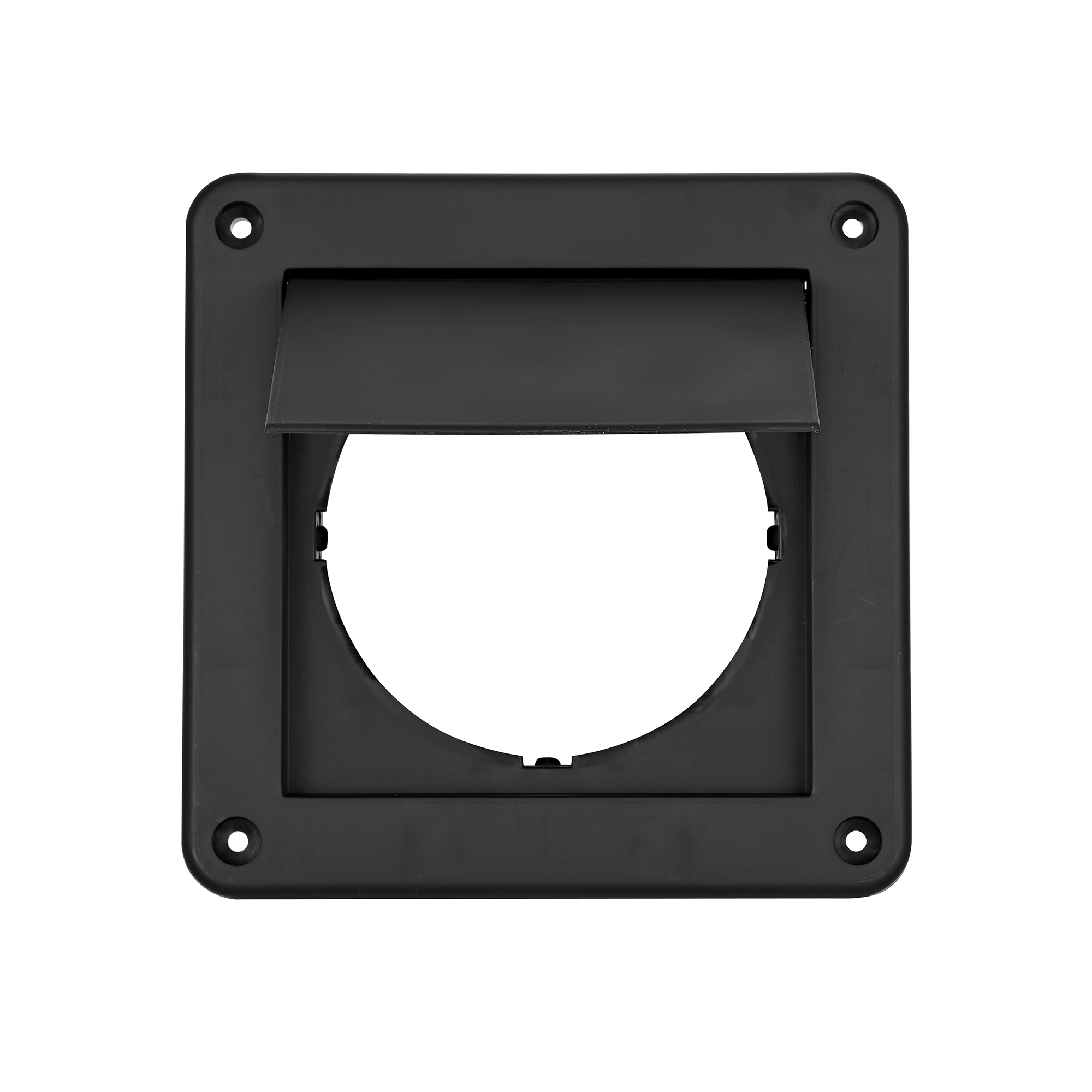1422BL-03 4 inch Black Plastic Wall Exhaust Single Flap Dryer Vent - Open