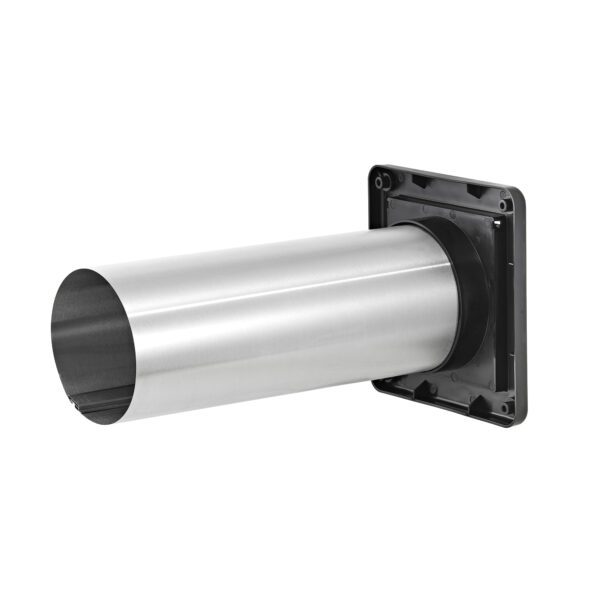 Black Plastic Wall Exhaust Single Flap Dryer Vent - 11 inch Pipe - Back