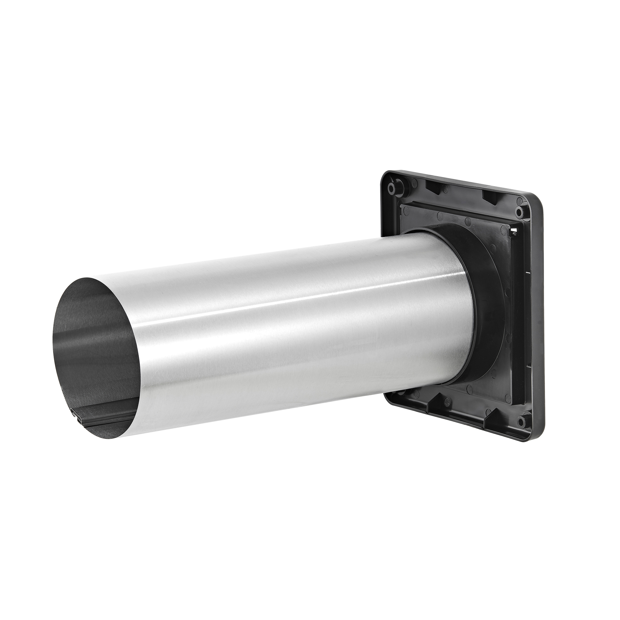 Black Plastic Wall Exhaust Single Flap Dryer Vent - 11 inch Pipe - Back