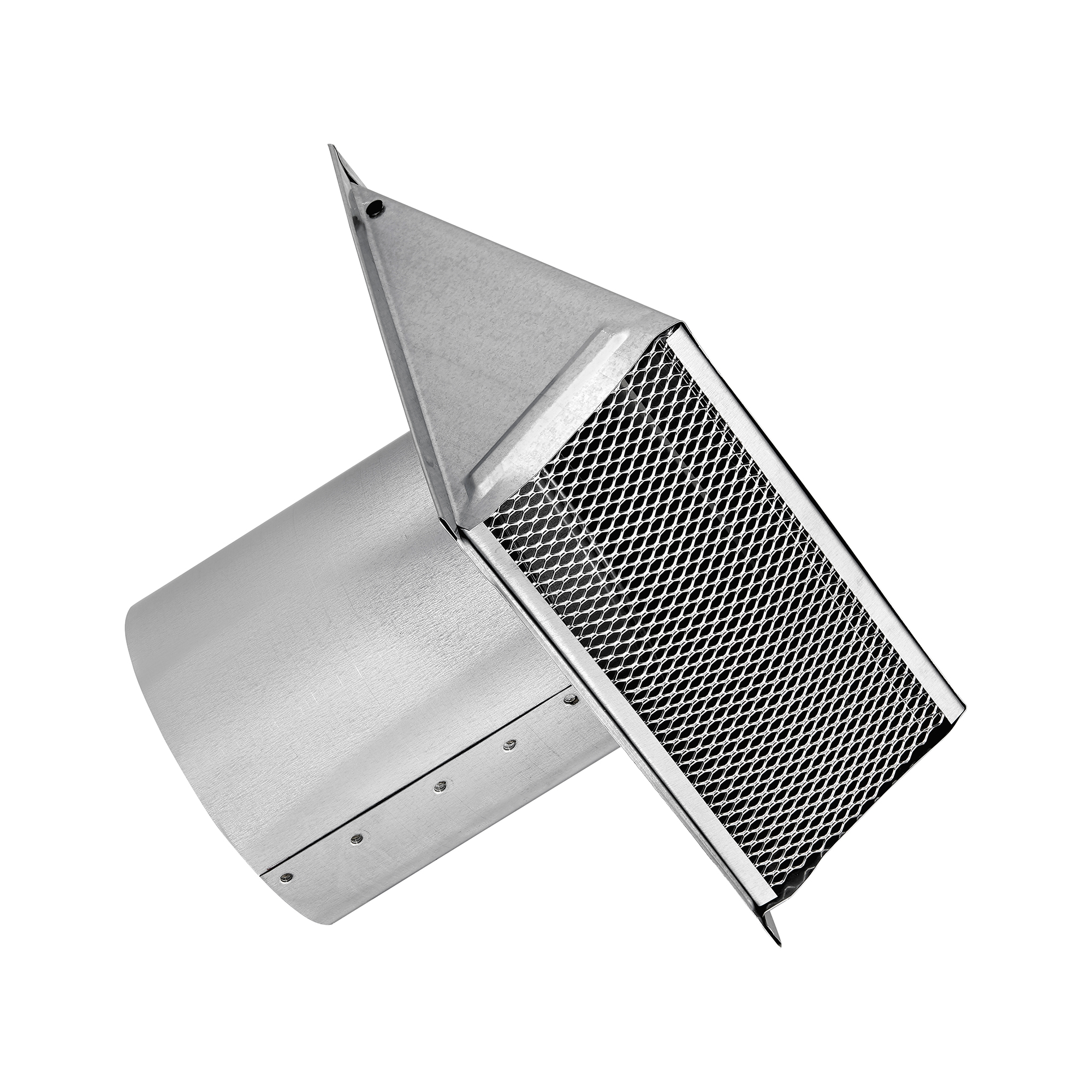 Galvanized Steel Wall Exhaust Hood Vent - Damper - Screen - 6 inch Pipe - Front