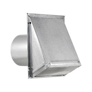 Galvanized Steel Wall Exhaust Hood Vent - Damper - Screen - 6 inch Pipe - Front Angle