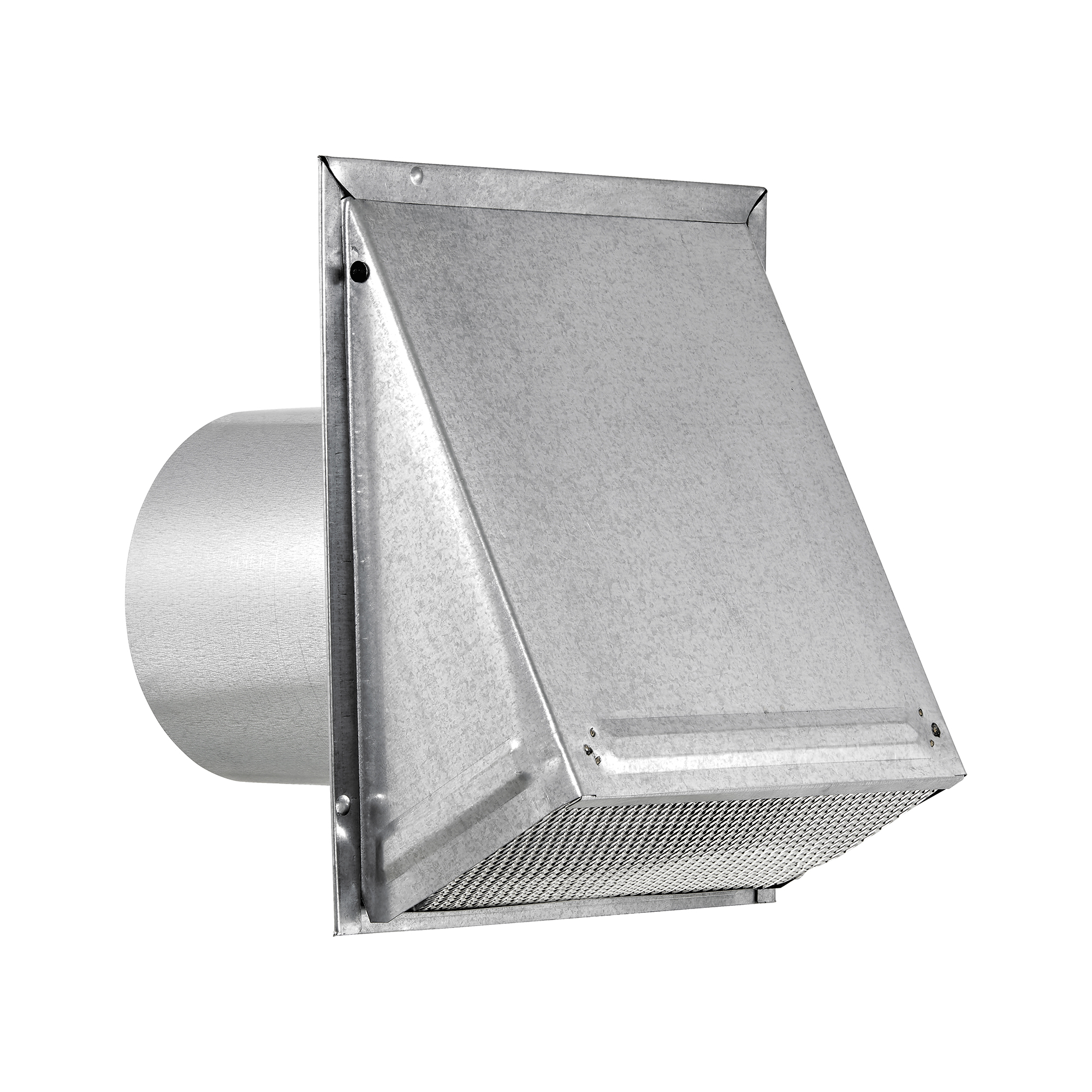 3460GS-6-2 Galvanized Steel Wall Exhaust Hood Vent - Damper - Screen - 6 inch Pipe - Front Angle