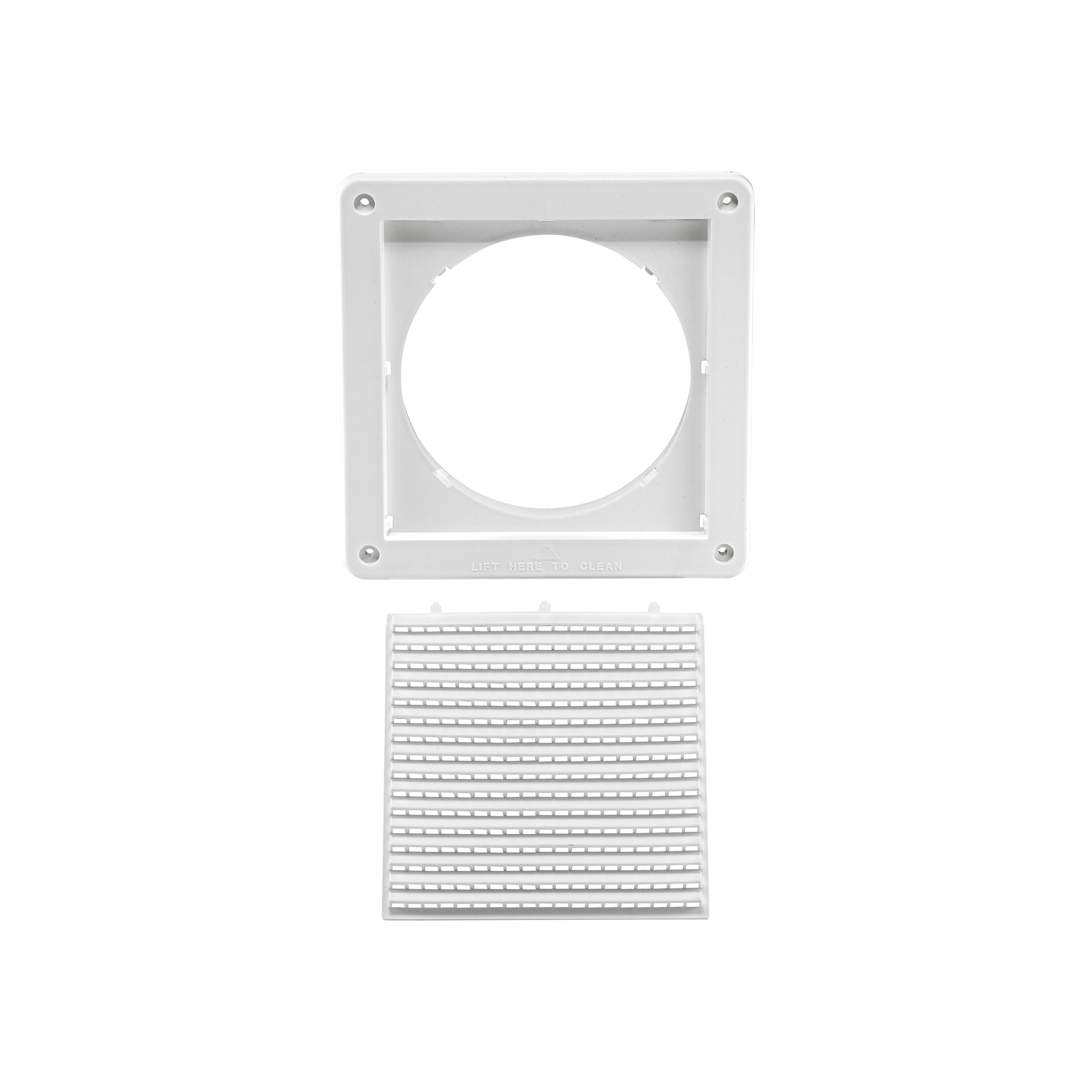 6 inch White Plastic Fresh Air Intake Vent (Mini Louver) - Unassembled