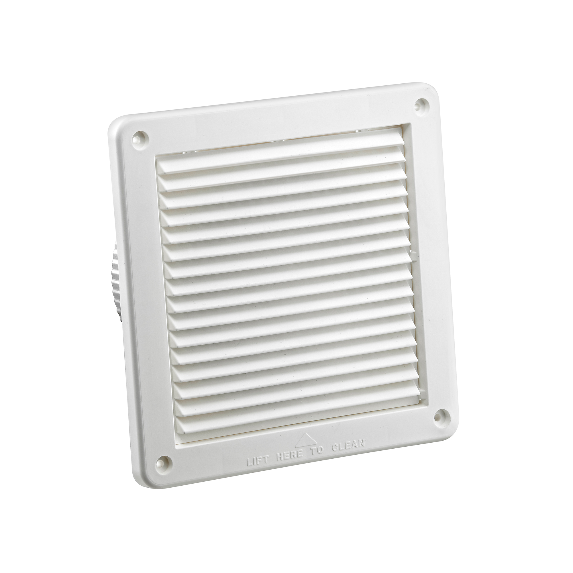 6 inch White Plastic Fresh Air Intake Vent (Mini Louver) - Front