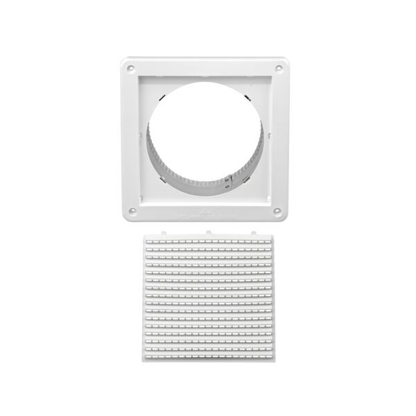 6 inch White Plastic Fresh Air Intake Vent (Mini Louver) - Unassembled