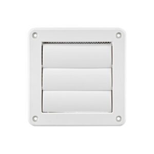 4 inch White Plastic Exhaust Vent (Louvered) - Front