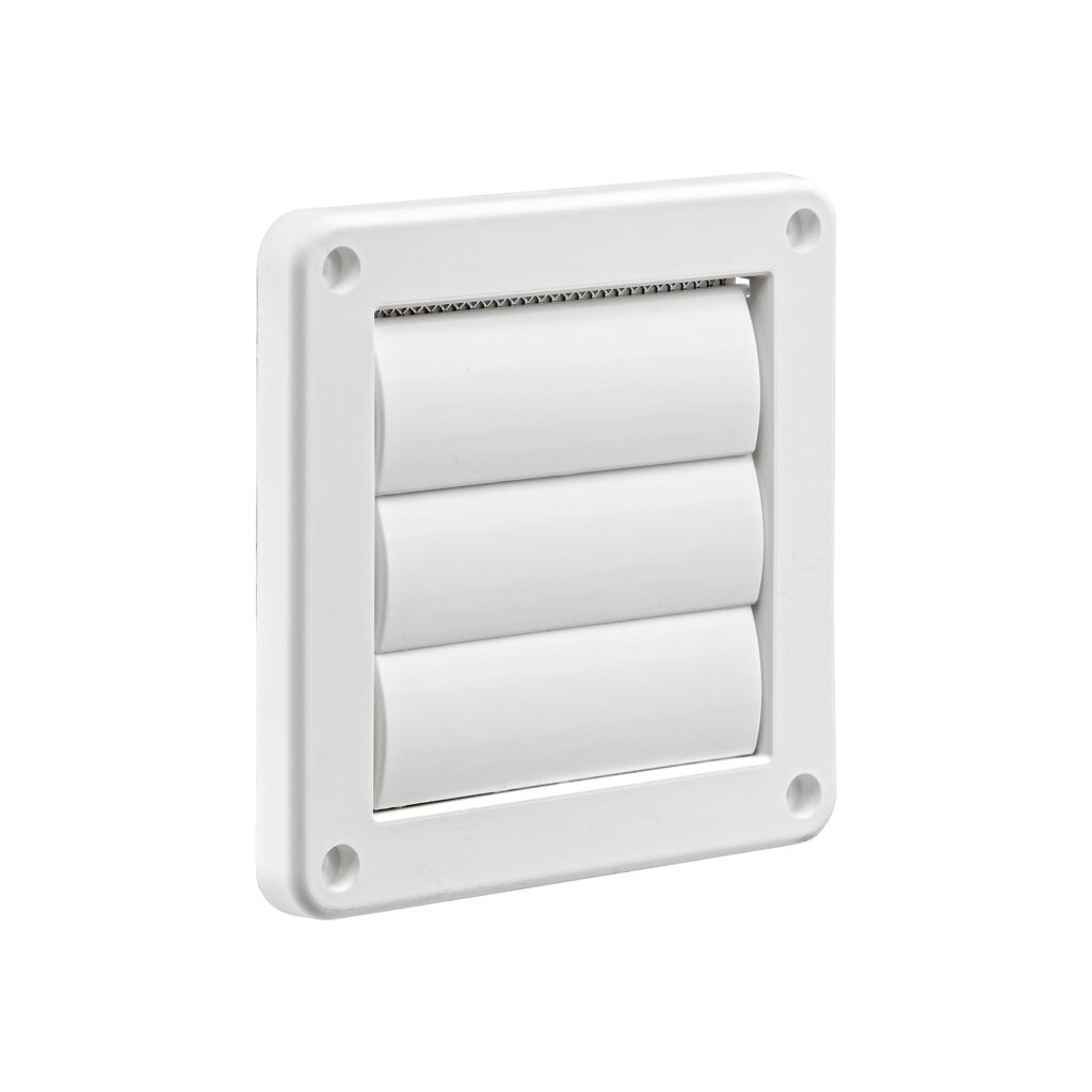 Wall Exhaust Vent - 4 inch White Plastic Louvered Vent #1423WS