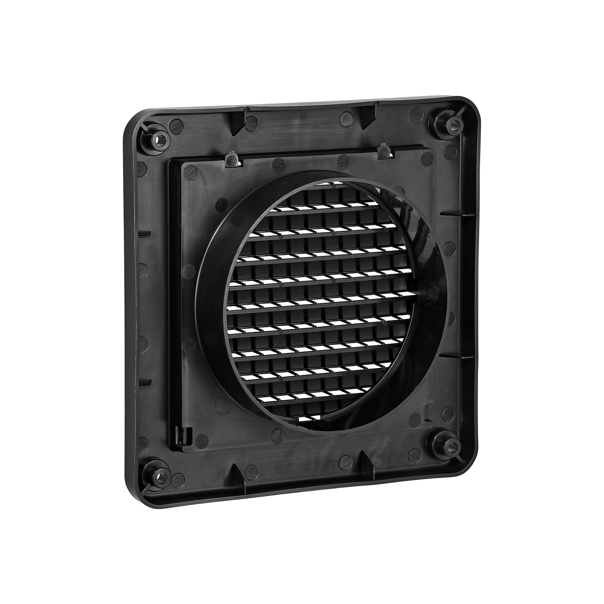 Black Plastic Fresh Air Intake Vent (Mini Louver) - Removable Screen - Back