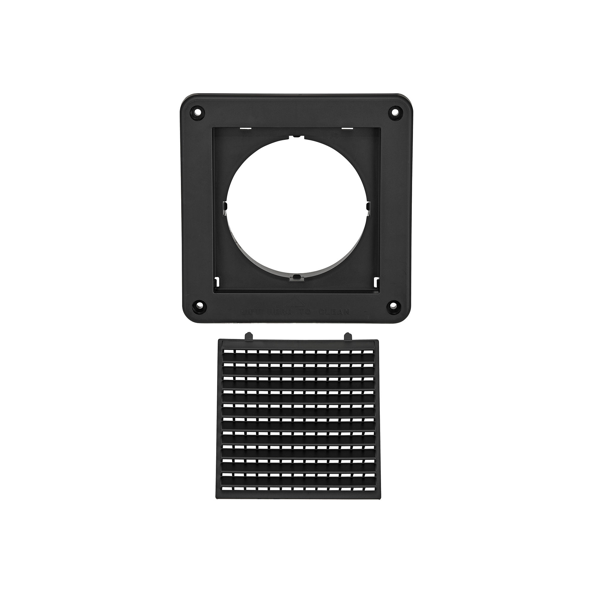 Black Plastic Fresh Air Intake Vent (Mini Louver) - Removable Screen - Unassembled