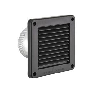 4 inch Black Plastic Fresh Air Intake Vent (Mini Louver) - Front Quarter