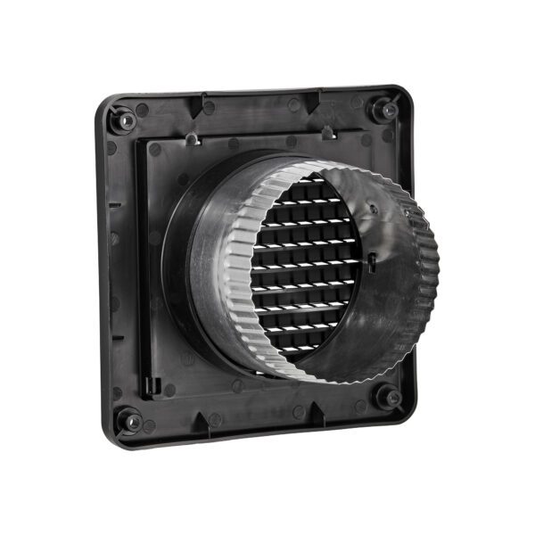 4 inch Black Plastic Fresh Air Intake Vent (Mini Louver) - Back