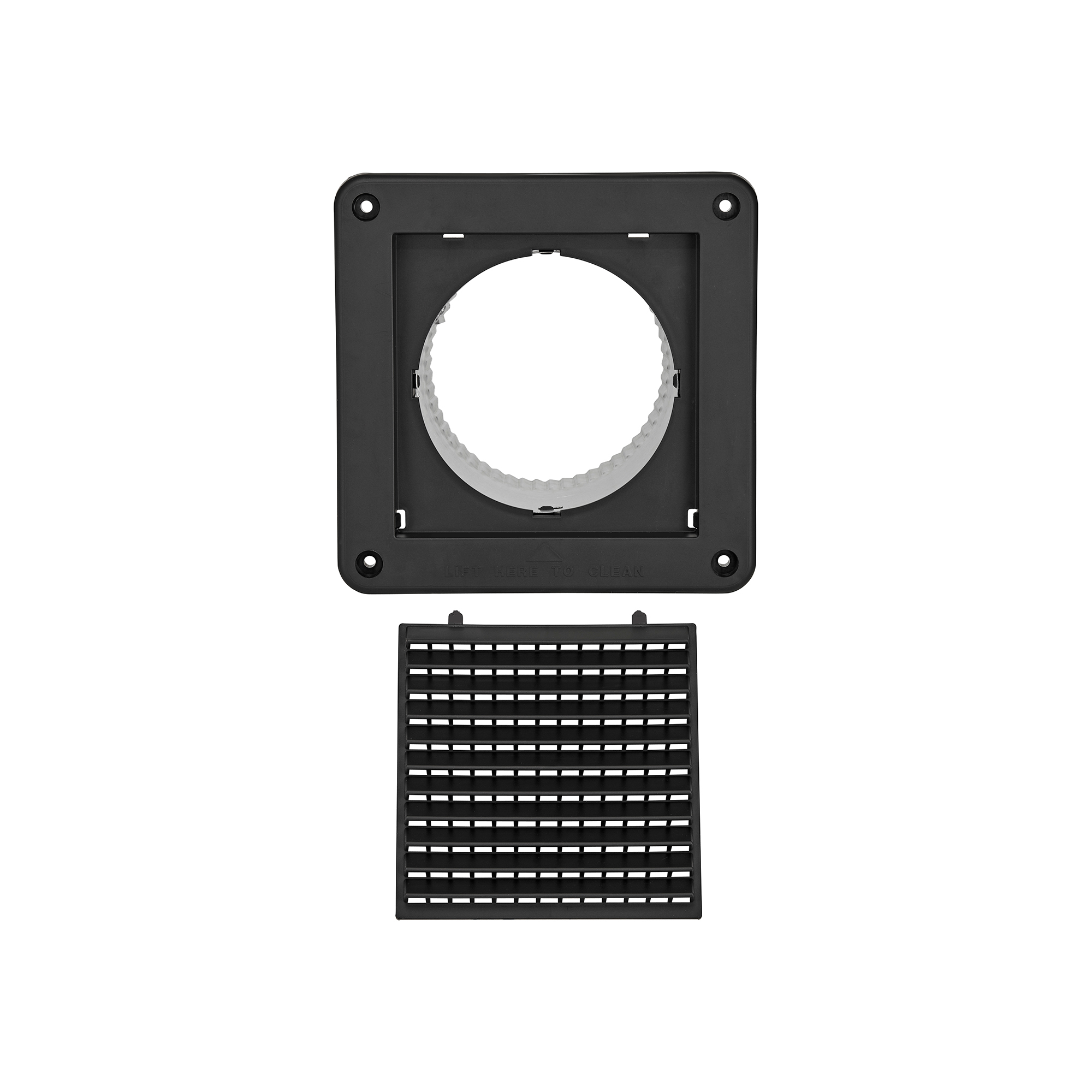 4 inch Black Plastic Fresh Air Intake Vent (Mini Louver) - Unassembled