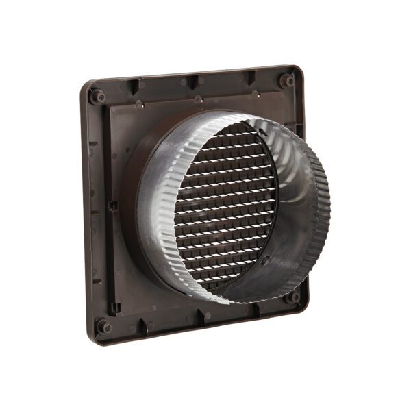 6 inch Brown Plastic Fresh Air Intake Vent (Mini Louver) - Back