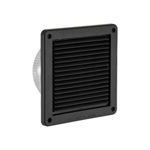 6 inch Black Plastic Fresh Air Intake Vent (Mini Louver) - Front