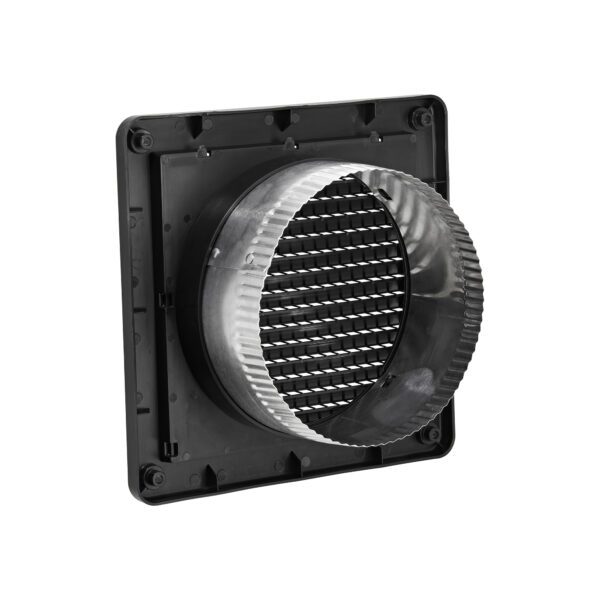 6 inch Black Plastic Fresh Air Intake Vent (Mini Louver) - Back