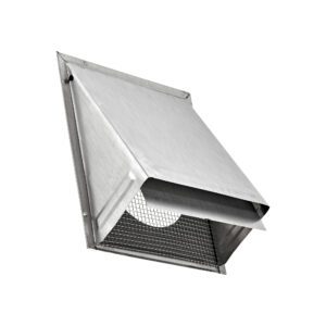 6 inch Wall Exhaust Hood Bath Fan Vent - Damper - Wire Mesh Screen - Flush Mount - Front Quarter