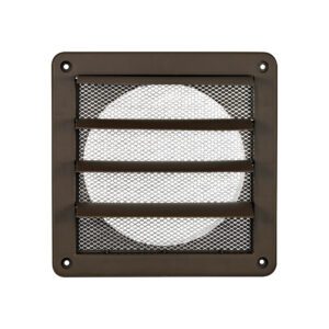 6 inch Brown Plastic Exhaust Vent (Louvered) - Metal Bug Screen - Front