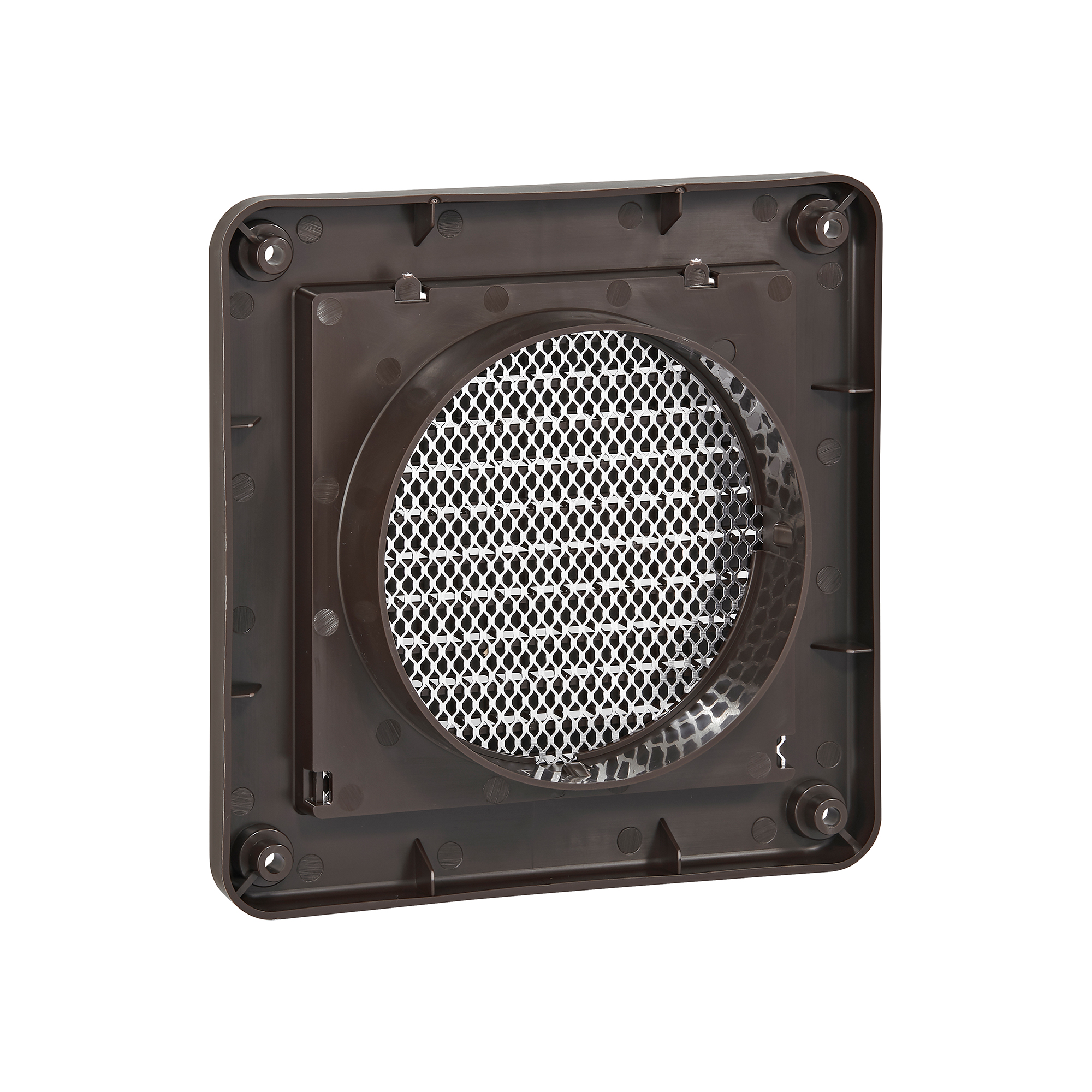 604B-MLS-01 Brown Plastic Fresh Air Intake Vent (Mini Louver) - Metal Bug Screen - Back