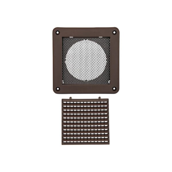 Brown Plastic Fresh Air Intake Vent (Mini Louver) - Metal Bug Screen - Unassembled