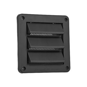 4 inch Black Plastic Fresh Air Intake Vent (Rain Guard) - Front