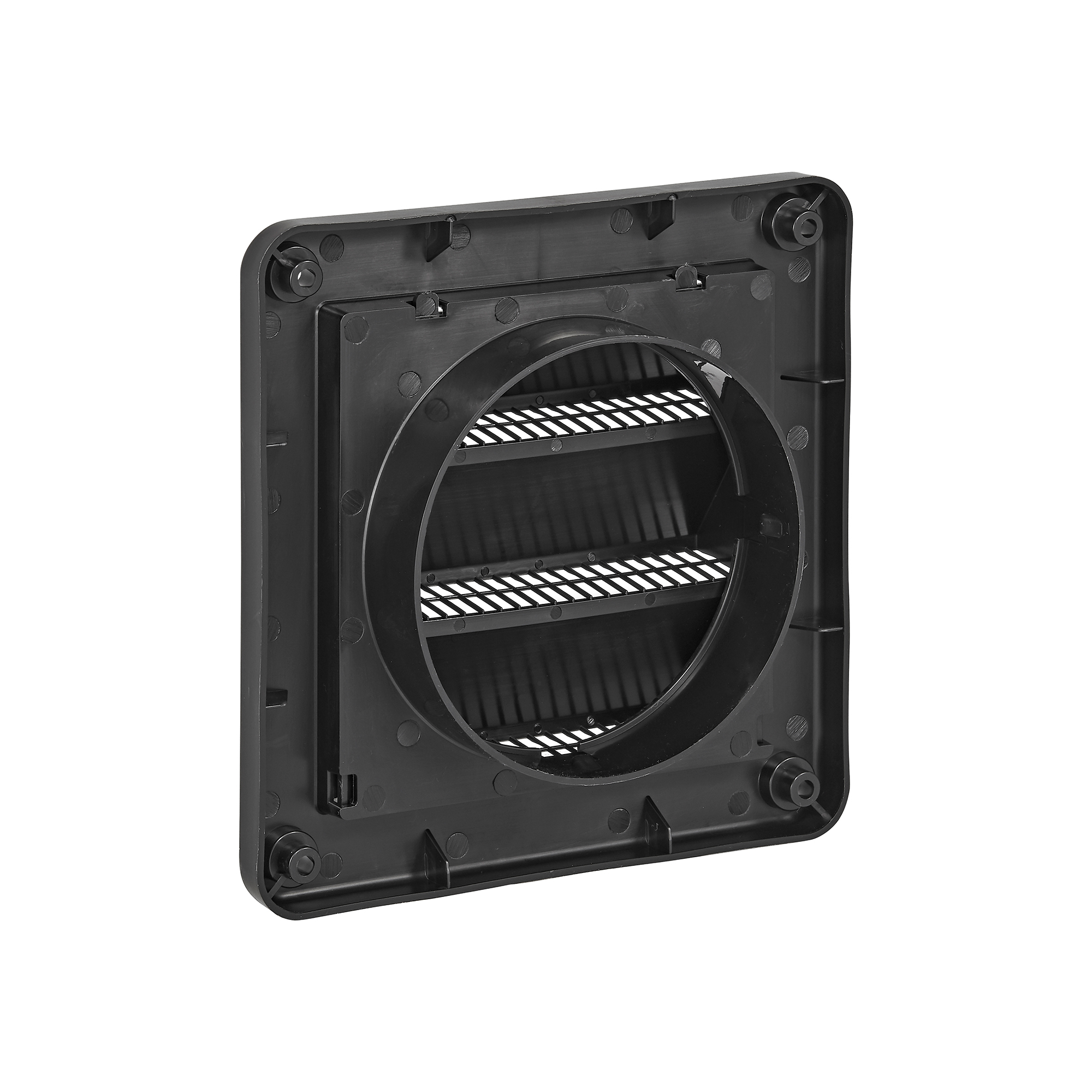 604BL-03 4 inch Black Plastic Fresh Air Intake Vent (Rain Guard) - Back