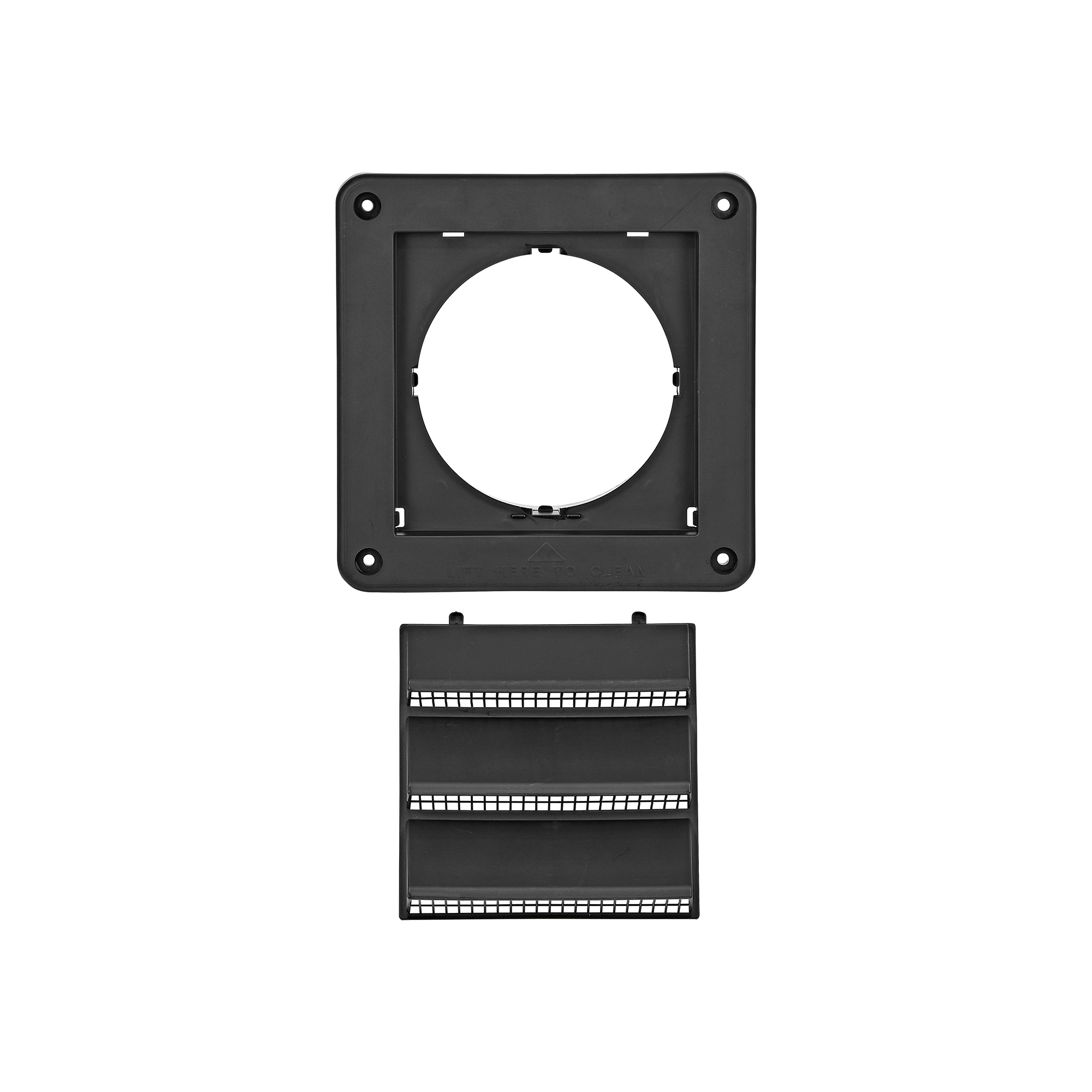 604BL-04 4 inch Black Plastic Fresh Air Intake Vent (Rain Guard) - Unassembled